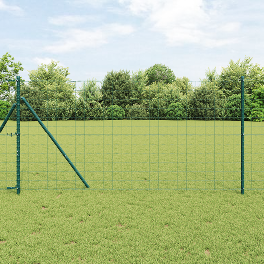 Recinzione Euro con 7 Post 1.4x10 m in Acciaio Galvanizzato Verde