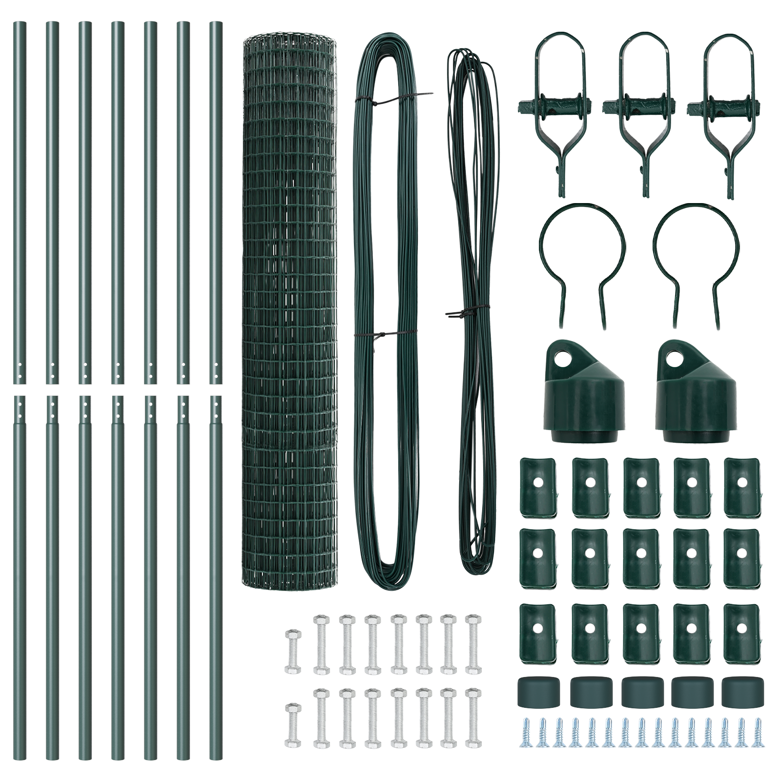 Recinzione Euro di con 7 Post 1.6x10 m Acciaio Galvanizzato Verde