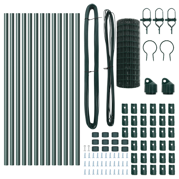 Recinto Euro con 13 pali 0.6x25 m Acciaio zincato Verde