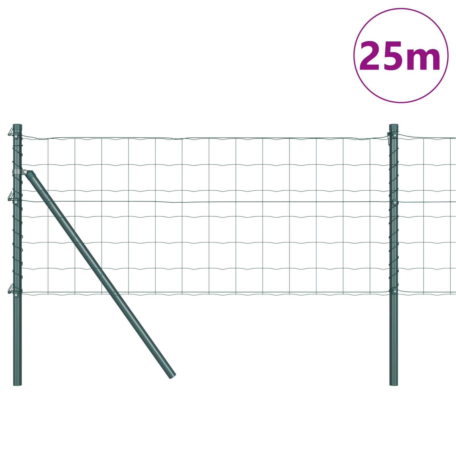 Euro Fence con 13 Post 0.8x25 m Acciaio Zincato Verde