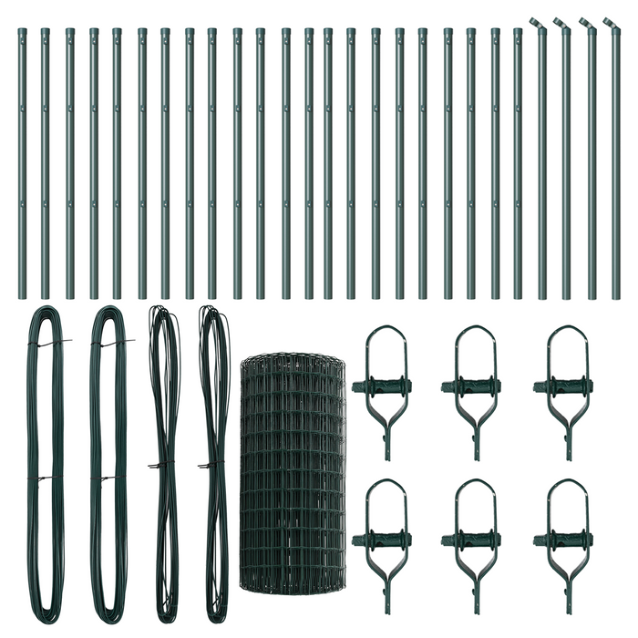 Recinzione Euro con 13 Pali 0,6x50 m Acciaio Galvanizzato Verde