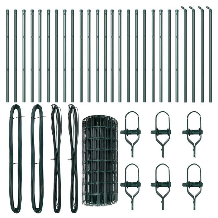 Recinzione Euro con 13 Poste 0.4x50 m Acciaio Zincato Verde