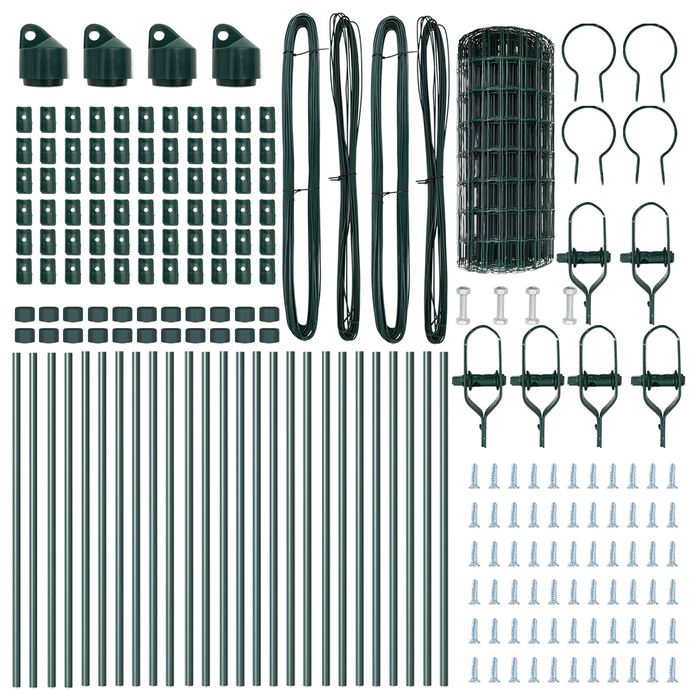 Recinzione Euro con 13 Poste 0.4x50 m Acciaio Zincato Verde