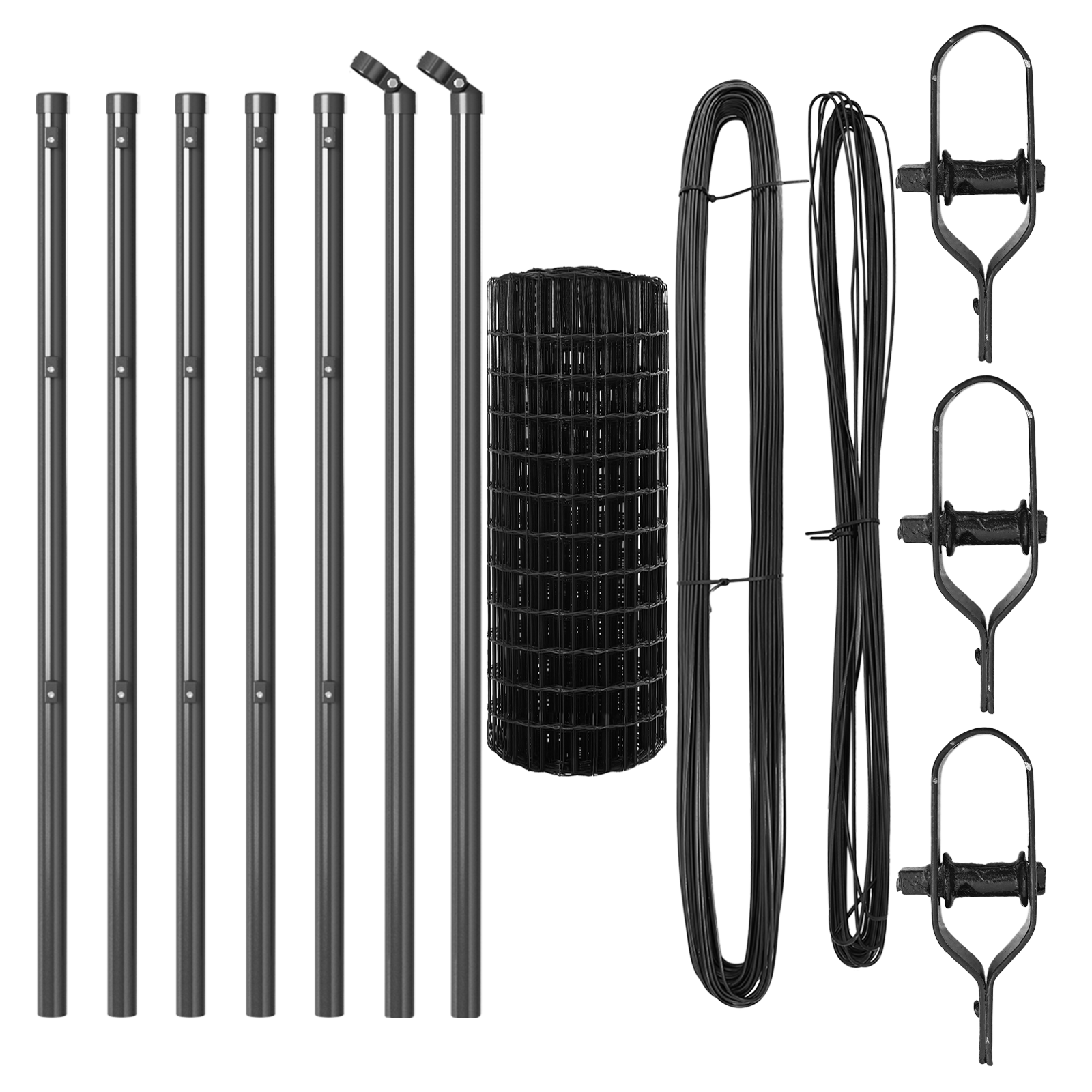 Recinzione Euro con 7 Pali 0.4x10 m Acciaio Zincato Grigio