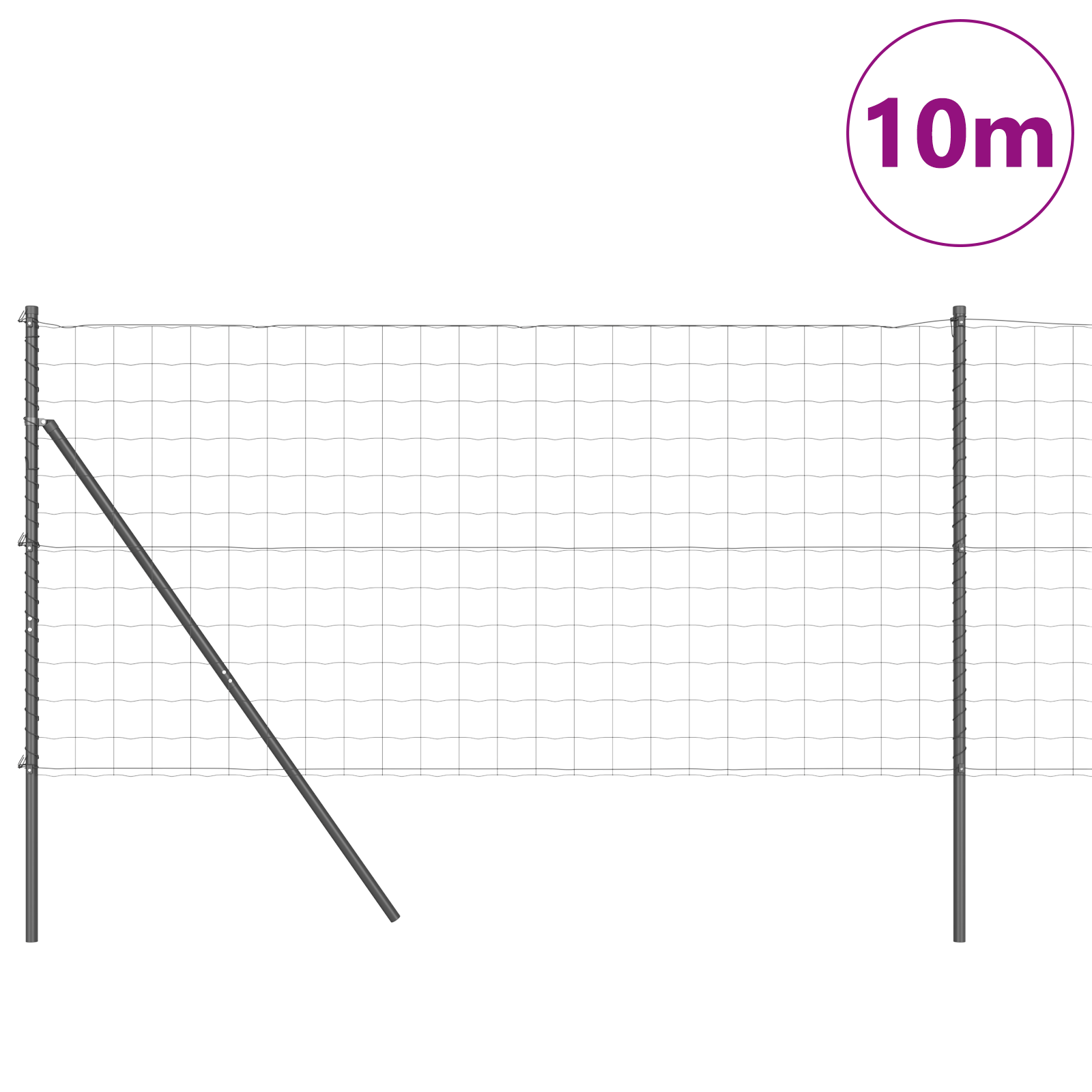 Recinzione Euro con 7 Poste 1.4x10 m Acciaio Zincato Grigio