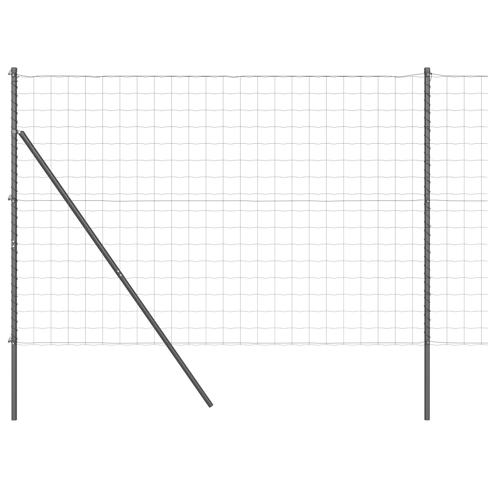 Recinzione Euro con 7 Post 1.6x10 m in Acciaio Zincato Grigio