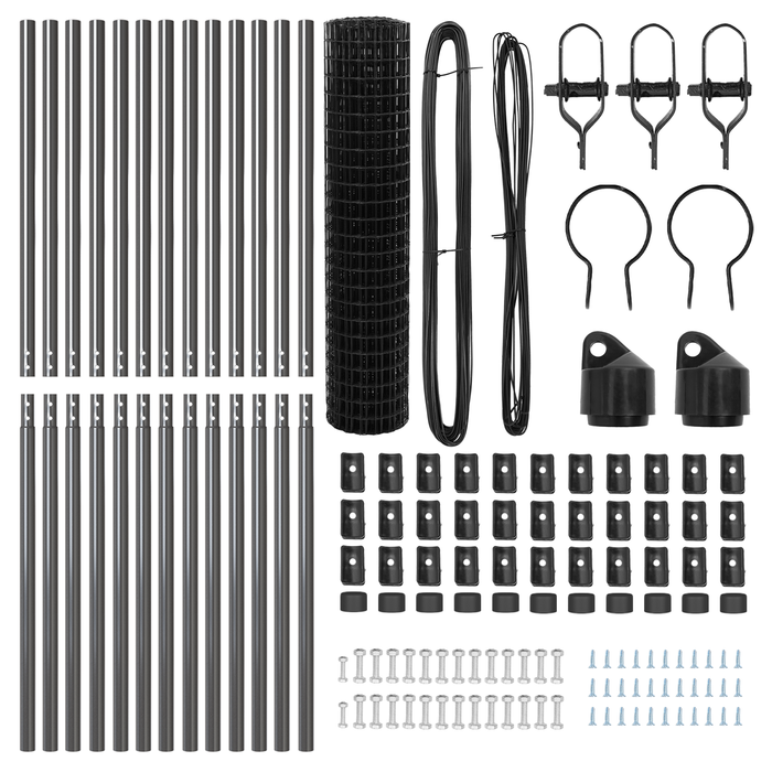 Recinzione Euro di con 13 Post 1x25 m in Acciaio Zincato Grigia