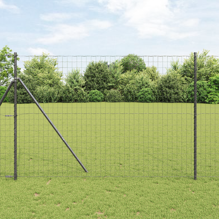 Euro Fence con 7 Post 1.6x10 m Acciaio Zincato Grigio
