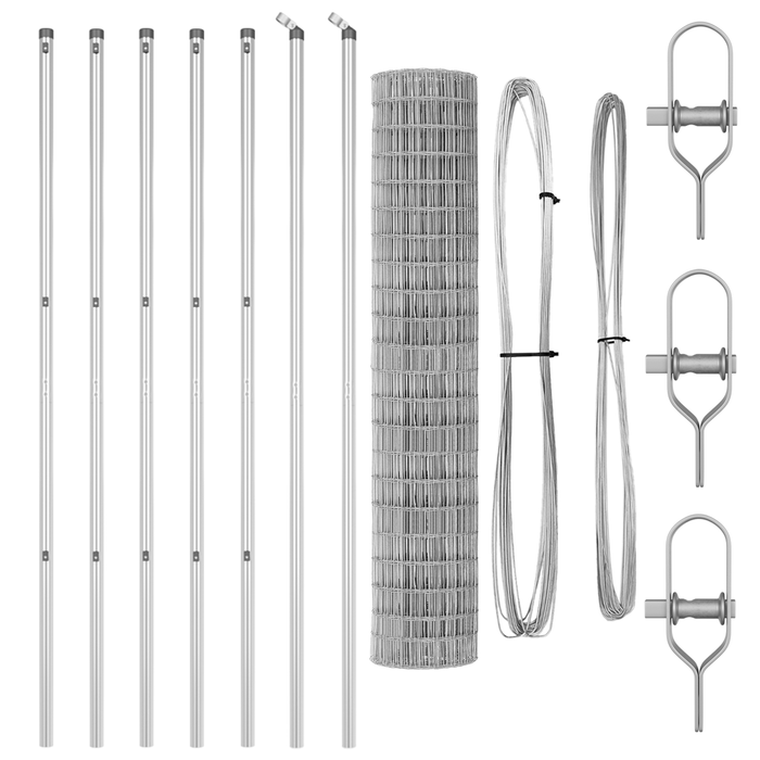 Euro Fence con 7 Post 1.5x10 m Acciaio Zincato