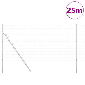 Recinzione Euro con 13 Post 1x25 m Acciaio Zincato