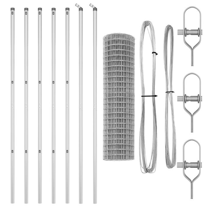 Recinzione Euro con 13 Post 1x25 m Acciaio Zincato
