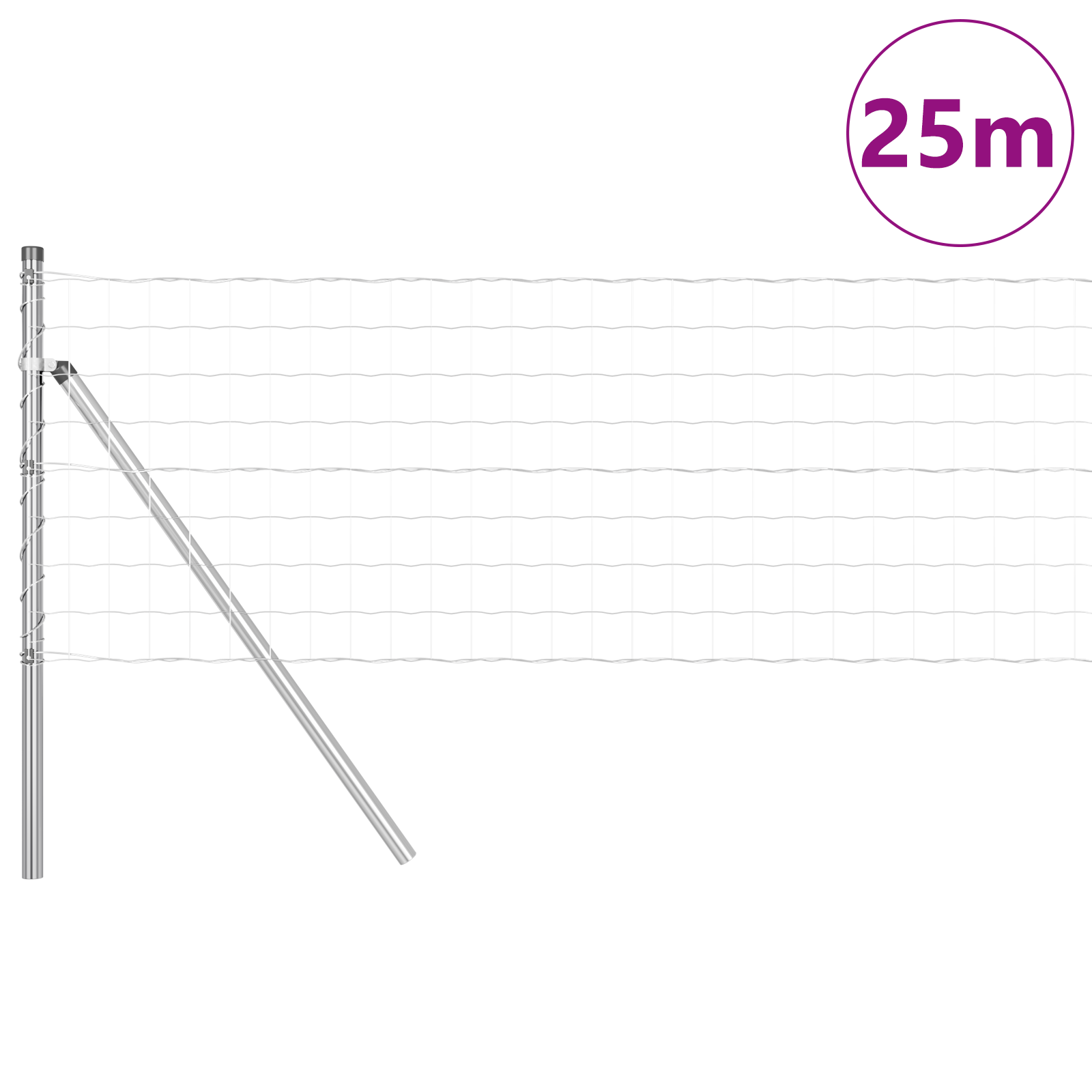 Recinzione Euro con 13 Pali 0,4x25 m Acciaio Zincato
