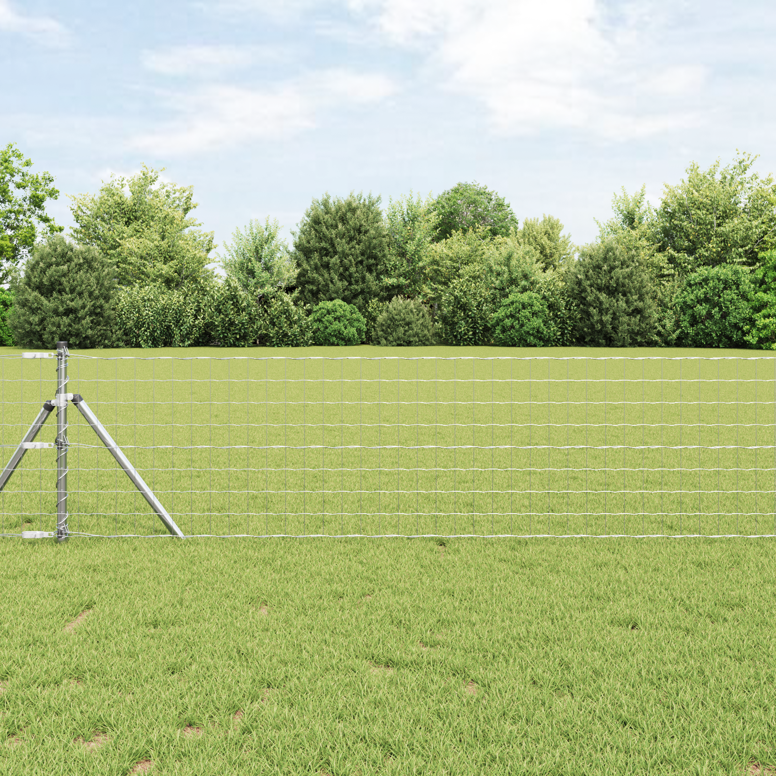 Recinzione Euro con 13 Post 0.6x50 m Acciaio Zincato