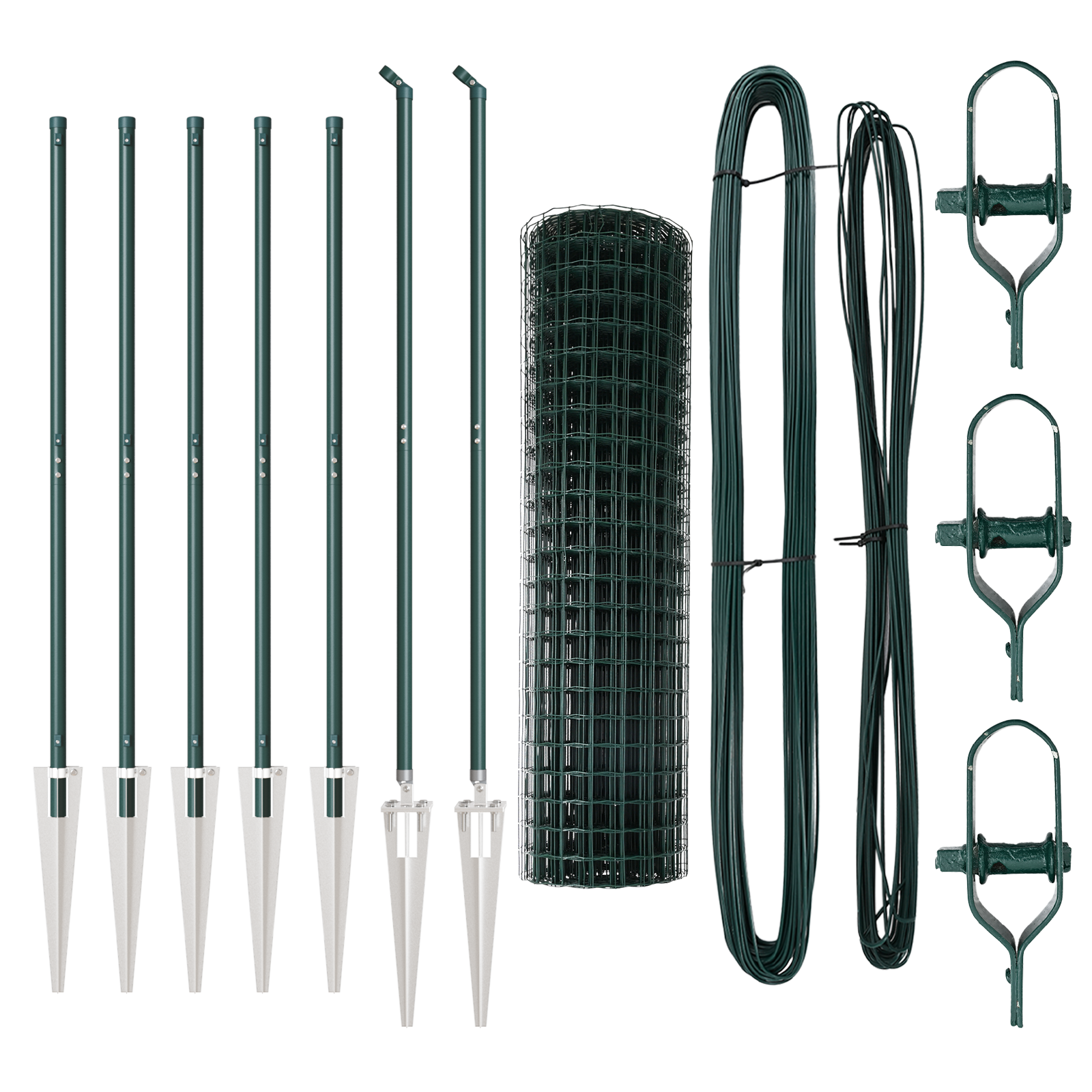 Recinzione Euro con 7 Pali a Punta 1x10 m Acciaio Zincato Verde