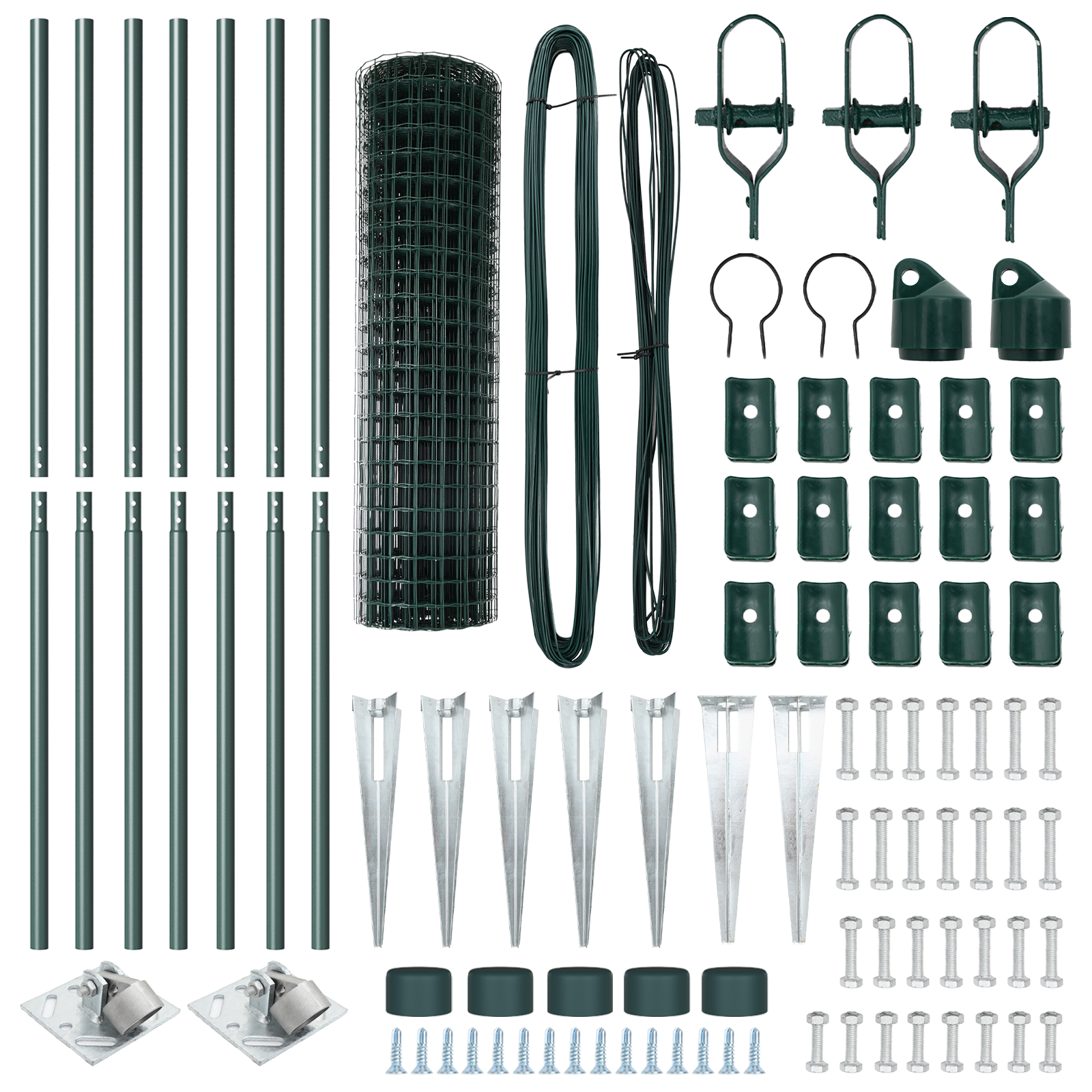 Recinzione Euro con 7 Pali a Punta 1x10 m Acciaio Zincato Verde