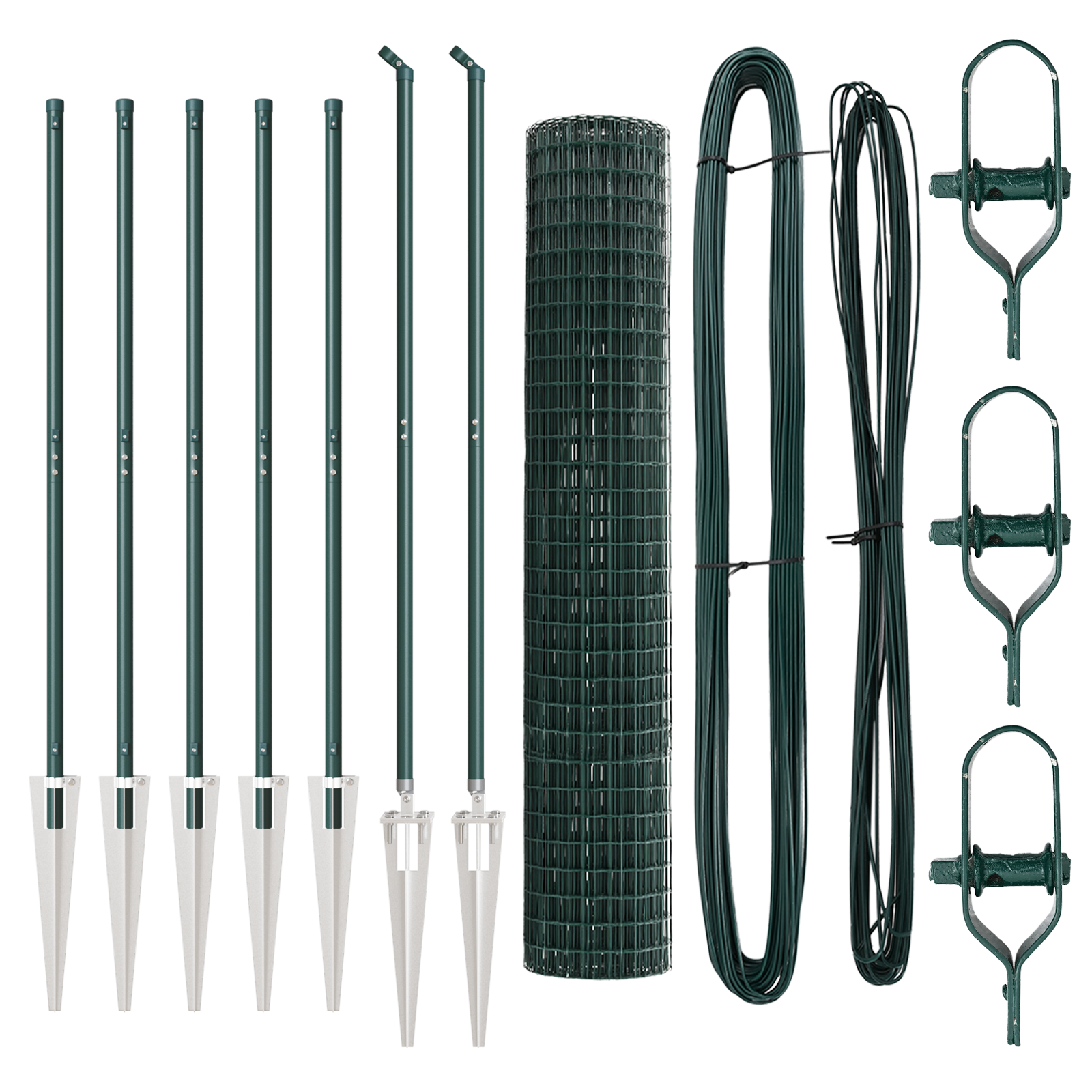 Recinzione Euro con 7 Pali a Punta 1.6x10 m Acciaio Galvanizzato Verde