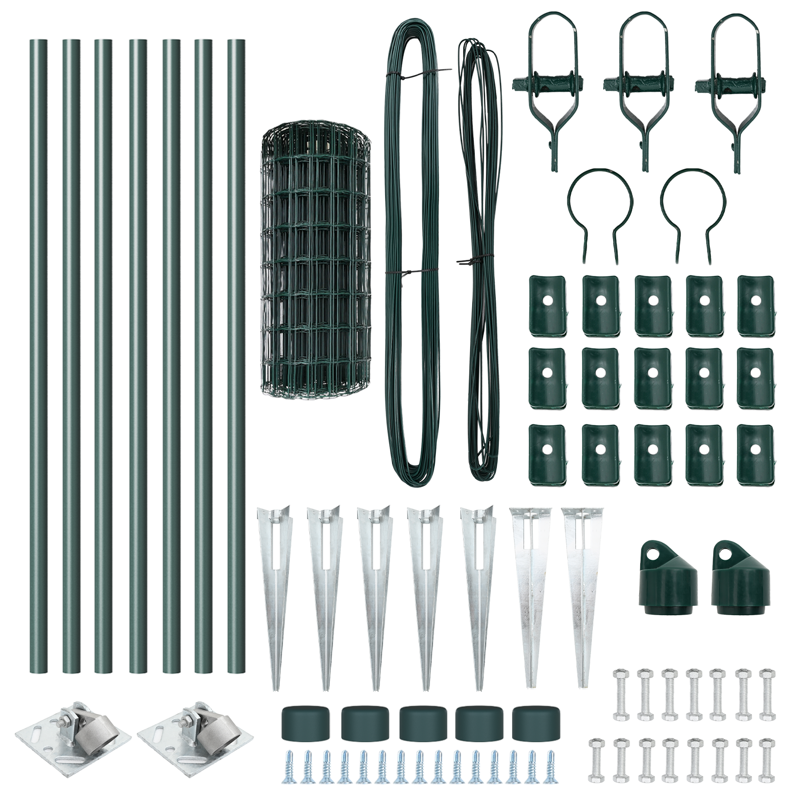 Recinzione Euro con 7 Picchetti 0.4x10 m in Acciaio Zincato Verde