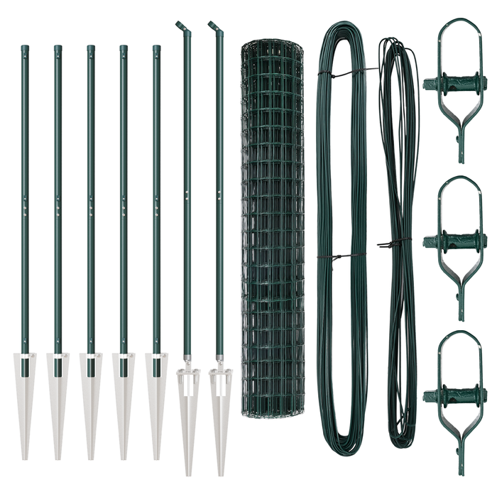 Recinzione Euro con 7 pali a punta 1,6x10 m in acciaio zincato verde