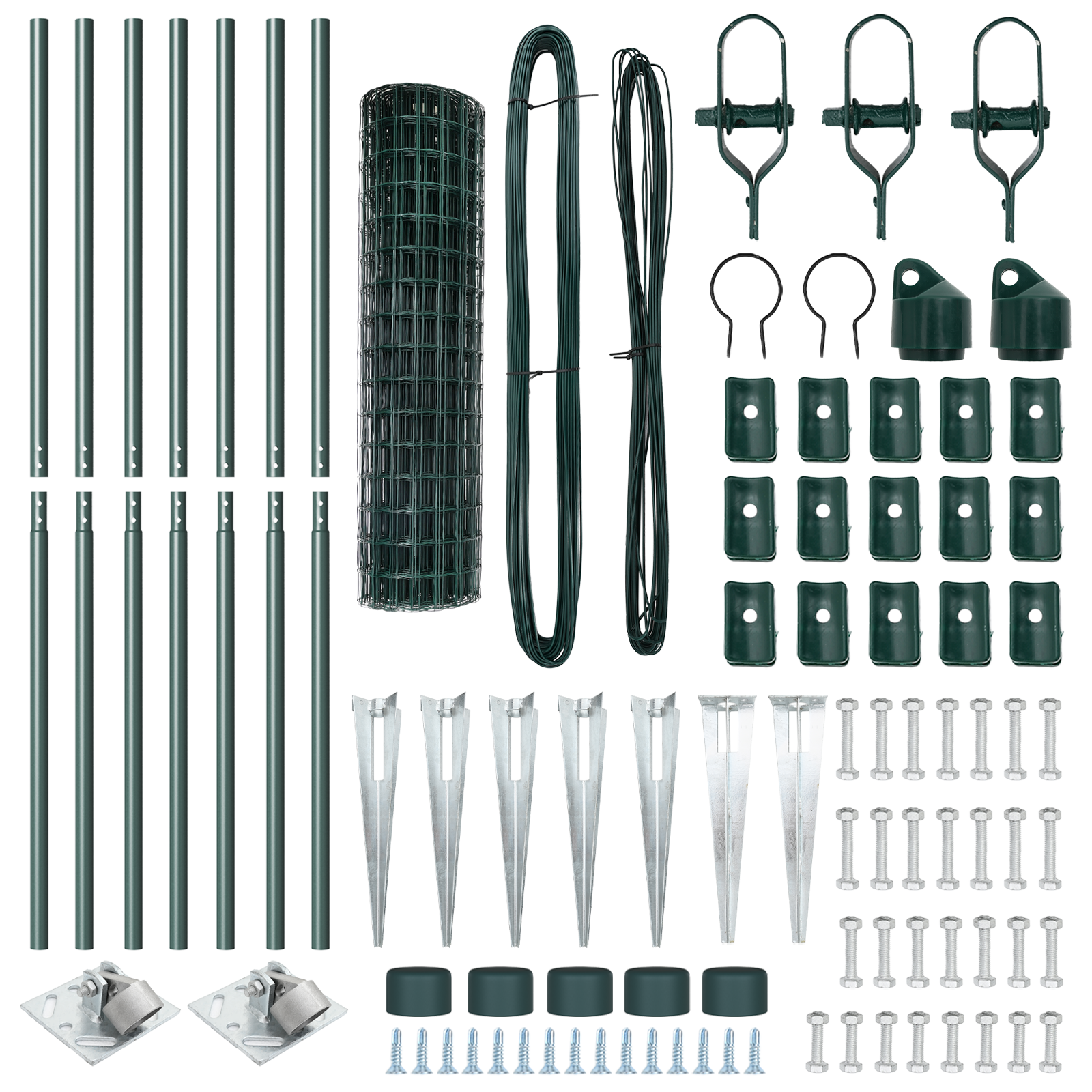 Euro Fence con 7 Pali a Punta 1x10 m in Acciaio Zincato Verde