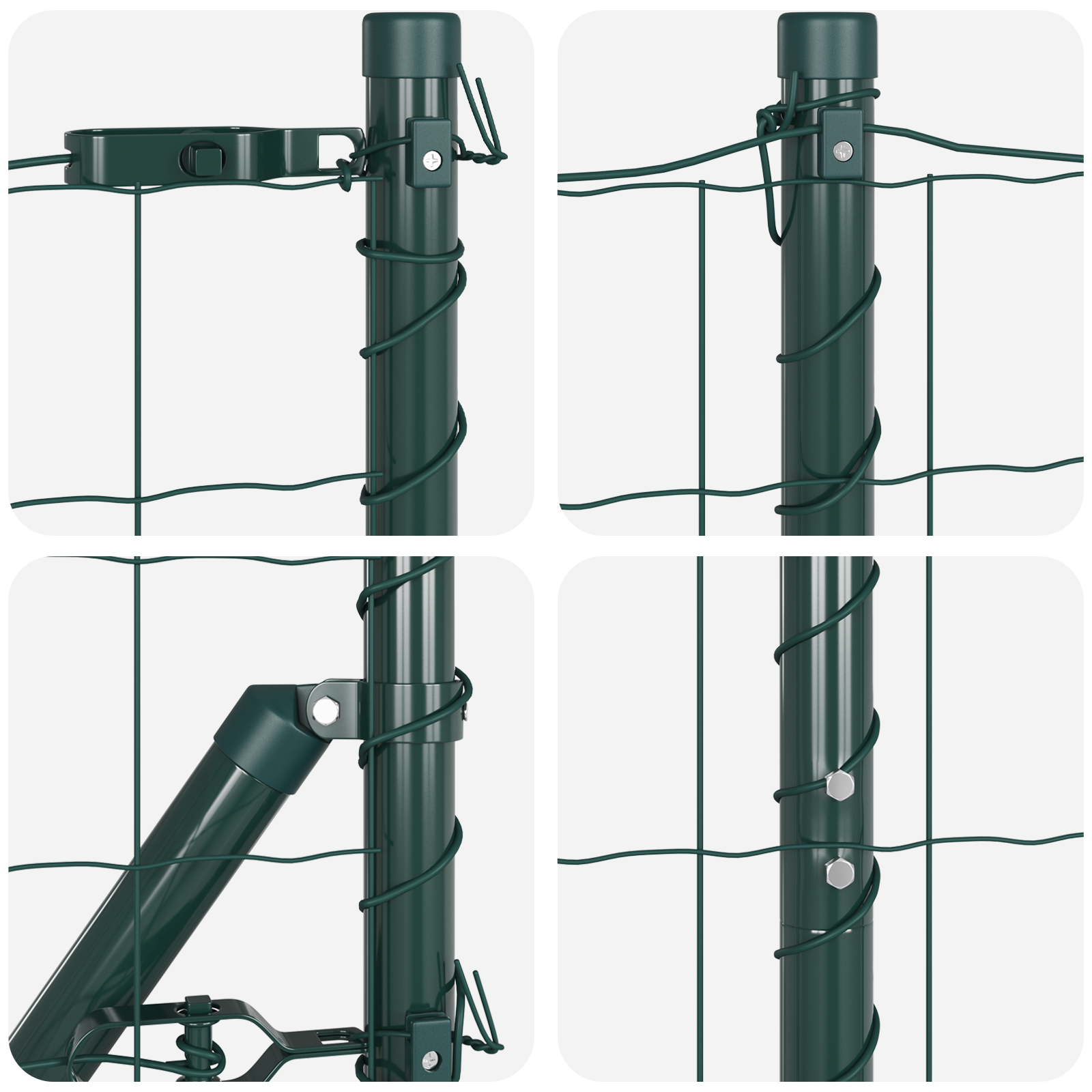 Recinzione Euro di con 7 Picchetti 1.5x10 m Acciaio Zincato Verde