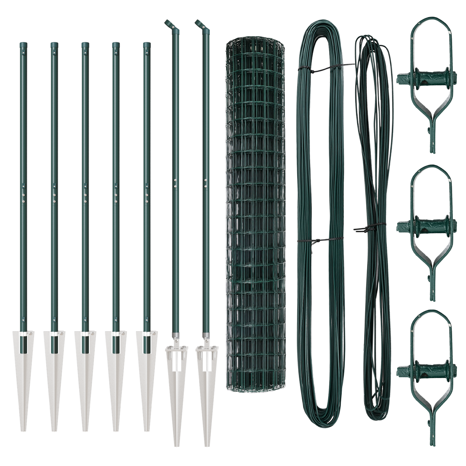 Recinzione Euro di con 7 Picchetti 1.5x10 m Acciaio Zincato Verde