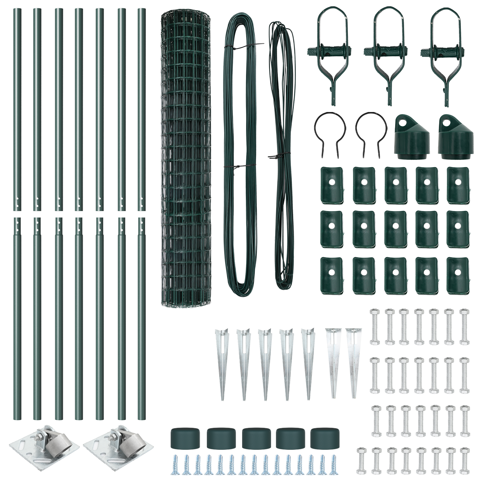 Recinzione Euro di con 7 Picchetti 1.5x10 m Acciaio Zincato Verde