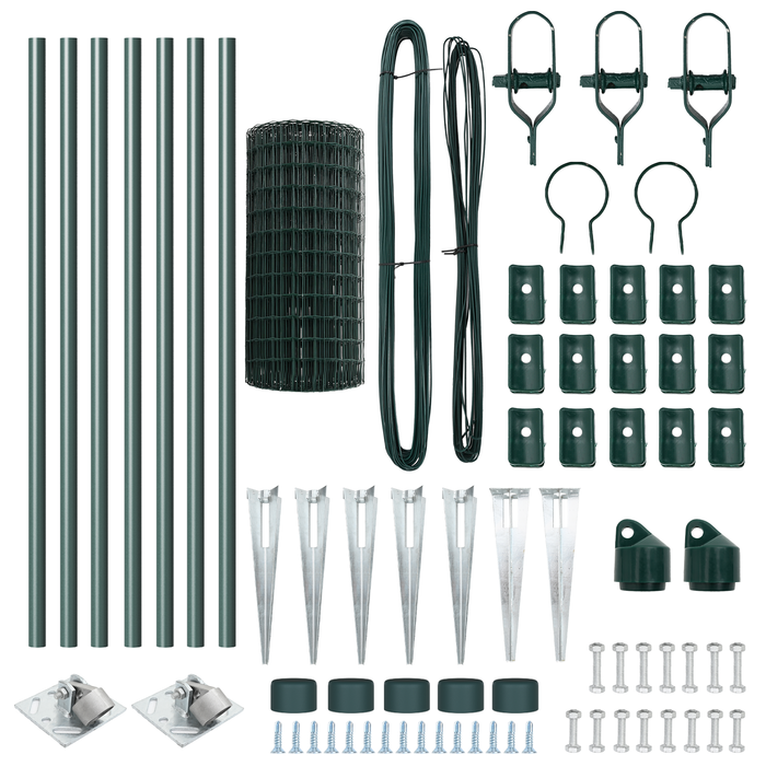 Recinzione Euro con 7 Picchetti 0.4x10 m Acciaio Zincato Verde
