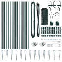 Recinto Euro con 13 Paletti a Spillo 0.4x25 m Acciaio Zincato Verde