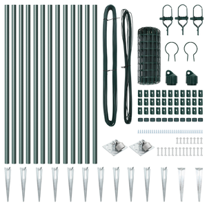 Recinto Euro con 13 Paletti a Spillo 0.4x25 m Acciaio Zincato Verde