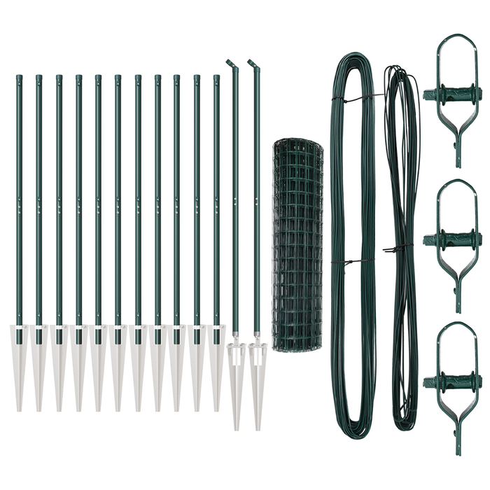 Recinzione Euro con 13 Pali a Punta 1.2x25 m Acciaio Galvanizzato Verde