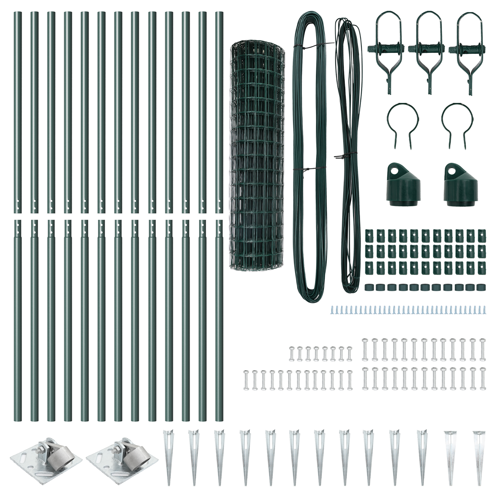Recinzione Euro con 13 Pali a Punta 1.2x25 m Acciaio Galvanizzato Verde