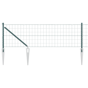 Euro Fence con 13 Pali a Punta 0.6x25 m Acciaio Galvanizzato Verde