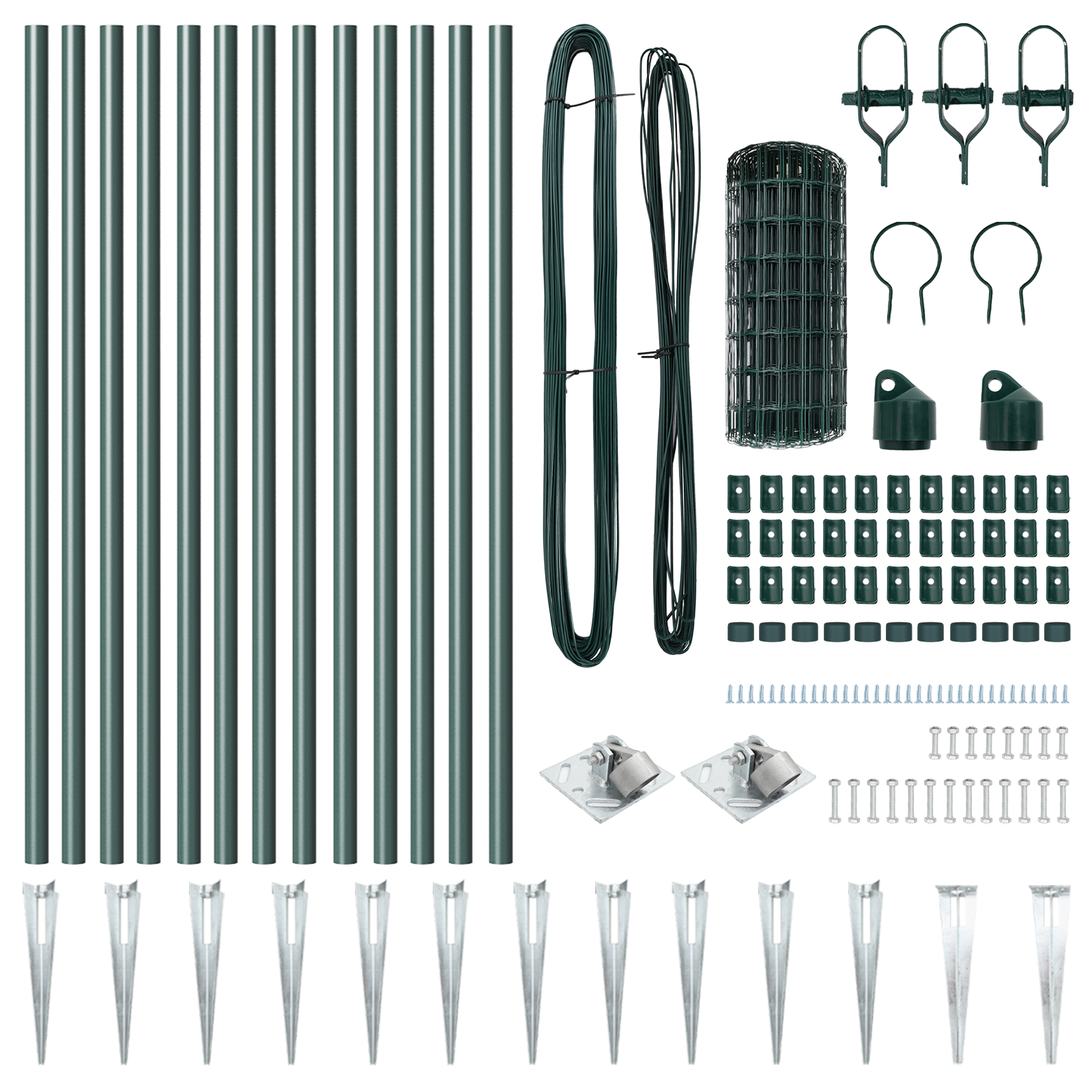 Euro Fence con 13 Pali a Punta 0.6x25 m Acciaio Galvanizzato Verde