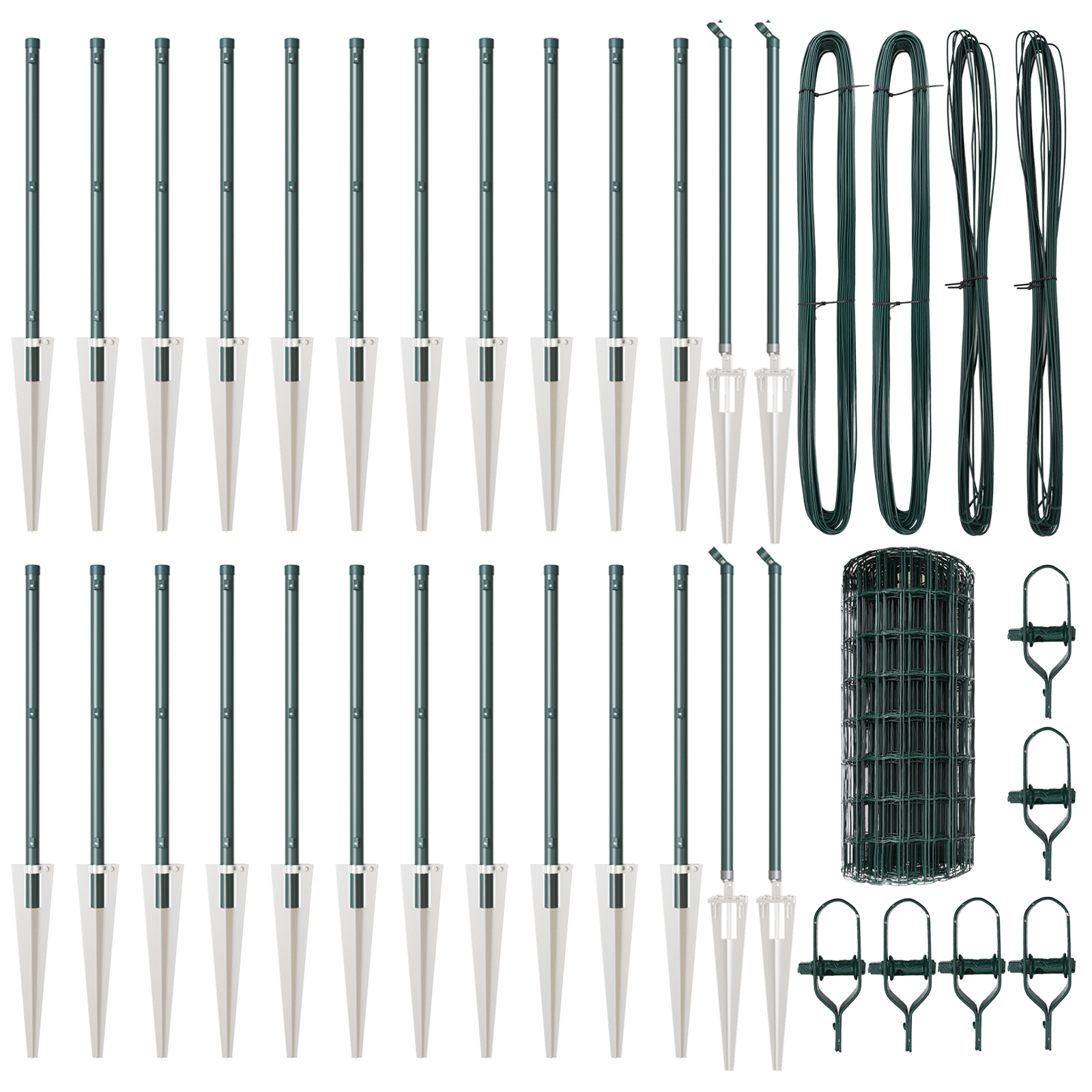 Recinzione Euro con 13 pali a punta 0.4x50 m in acciaio zincato verde