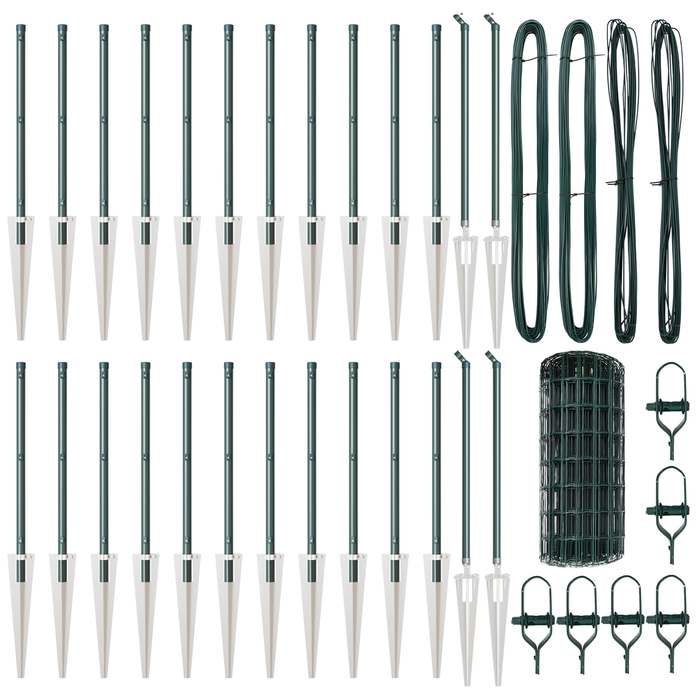 Recinzione Euro con 13 pali a punta 0.4x50 m Acciaio galvanizzato Verde