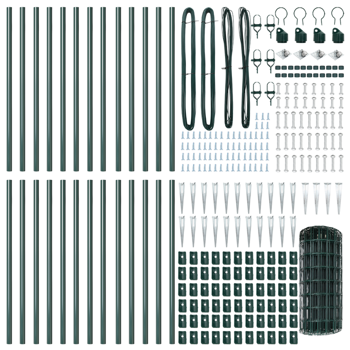 Recinzione Euro con 13 pali a punta 0.4x50 m Acciaio galvanizzato Verde