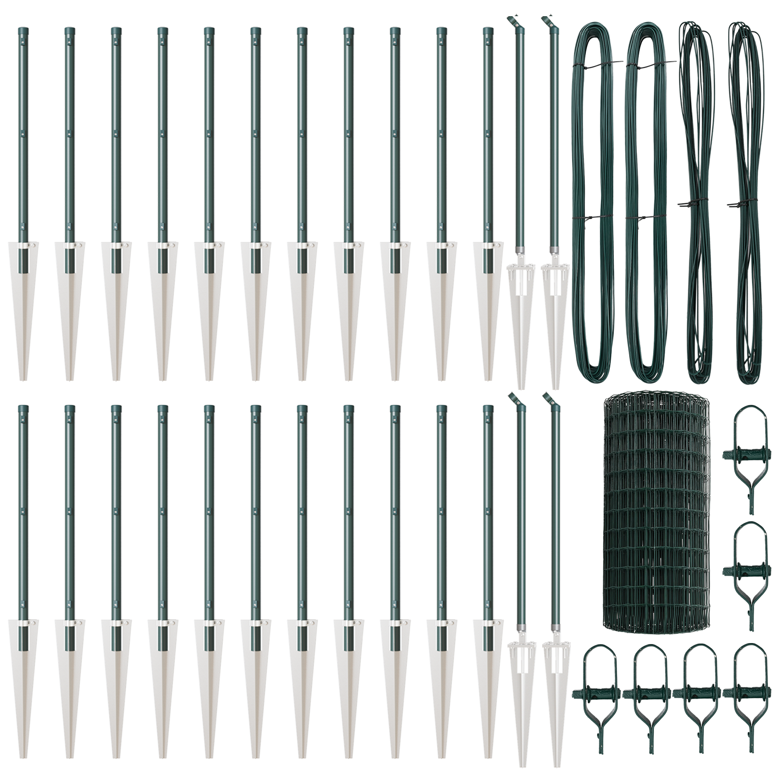 Recinzione Euro con 13 pali a punta 0,6x50 m acciaio zincato verde