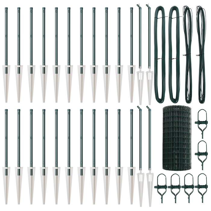 Recinzione Euro con 13 pali a punta 0,6x50 m acciaio zincato verde