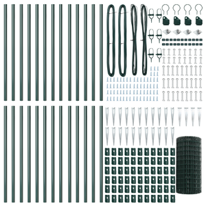 Recinzione Euro con 13 pali a punta 0,6x50 m acciaio zincato verde