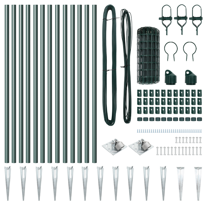 Recinzione Euro con 13 Pali a Punta 0,8x25 m Acciaio Zincato Verde