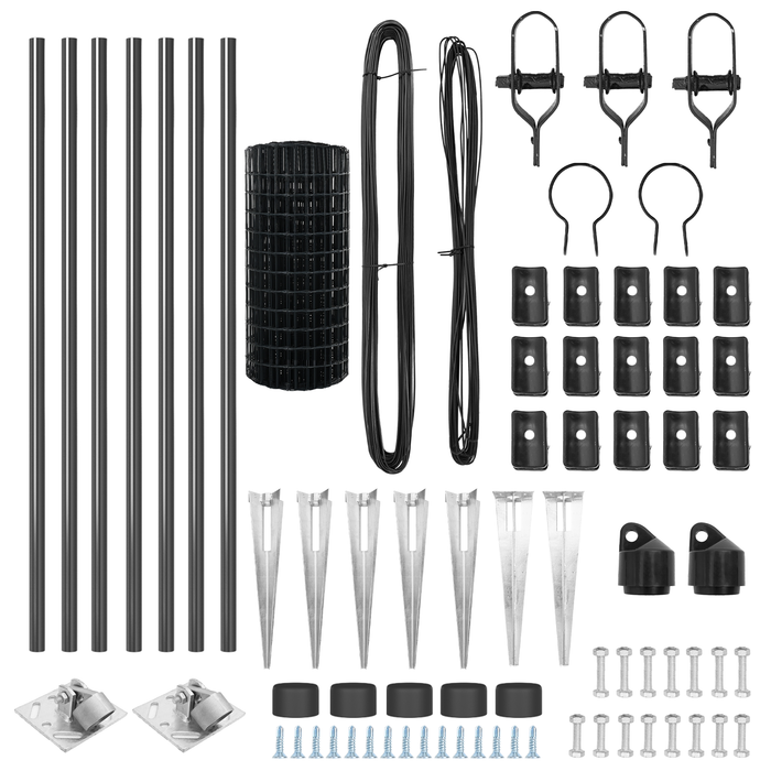 Recinzione Euro con 7 Picchetti 0.4x10 m Acciaio Zincato Grigio