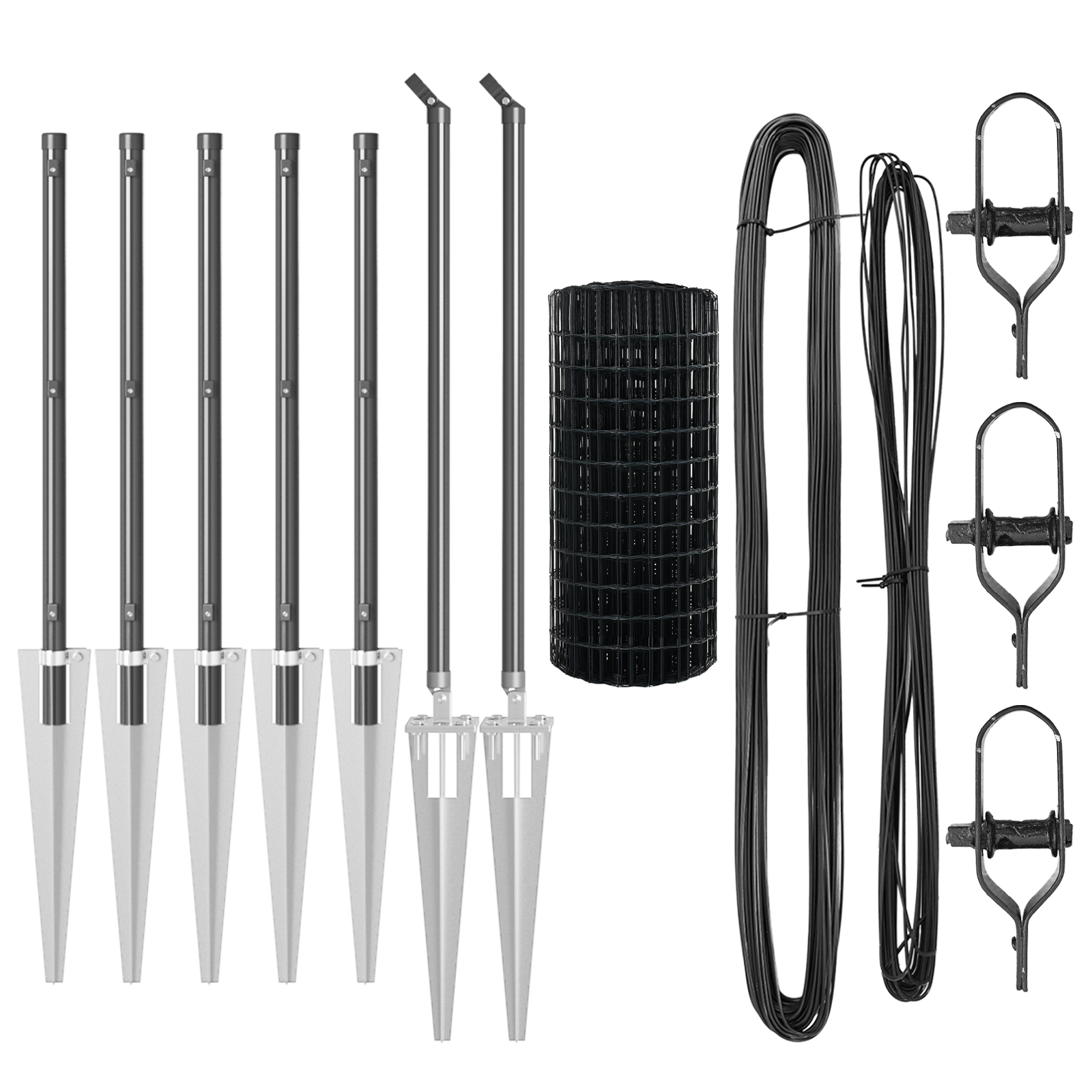 Recinzione con 7 Posti a Spina 0.8x10 m in Acciaio Galvanizzato Grigia