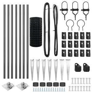Recinzione con 7 Posti a Spina 0.8x10 m in Acciaio Galvanizzato Grigia