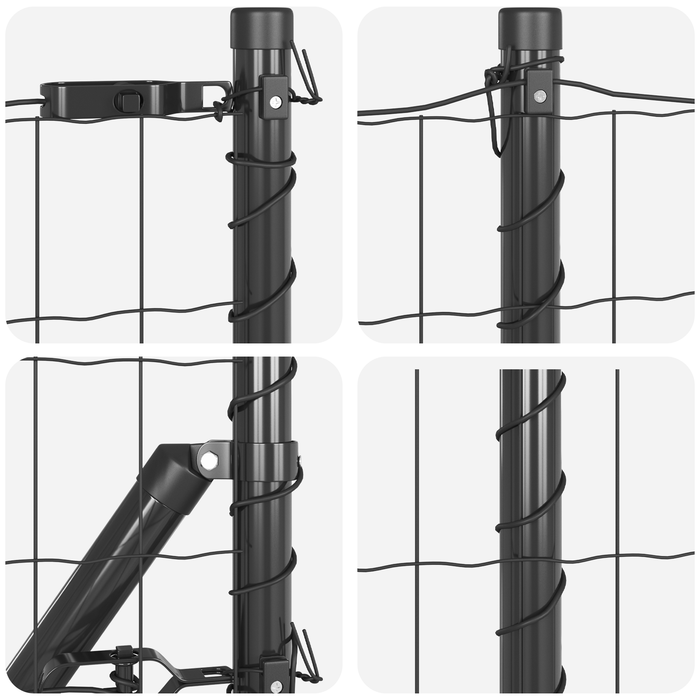 Recinzione Euro con 7 picchetti 0.6x10 m Acciaio zincato grigio