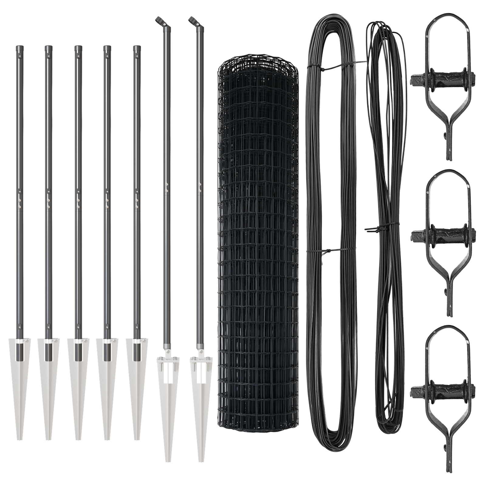 Recinzione Euro con 7 pali appuntiti 1.4x10 m acciaio galvanizzato grigio