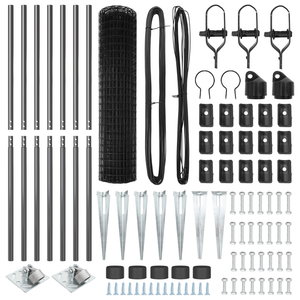 Recinzione Euro con 7 pali appuntiti 1.4x10 m acciaio galvanizzato grigio