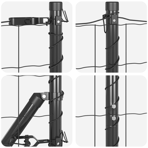 Recinzione Euro con 7 Picchetti 1.4x10 m Acciaio Zincato Grigio