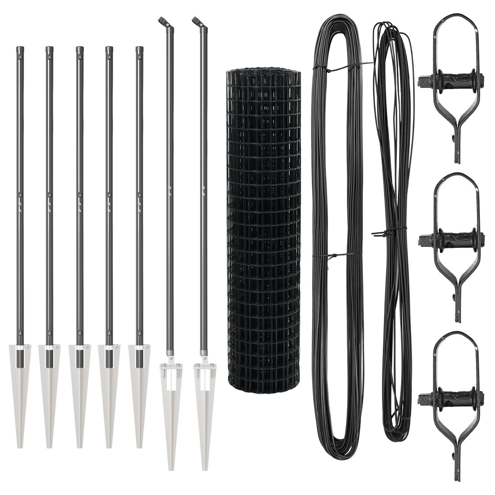 Recinzione Euro con 7 pali a picchetto 1.4x10 m acciaio zincato grigio