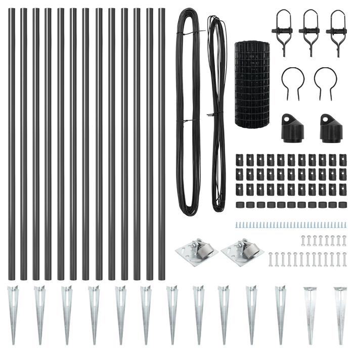 Recinzione Euro con 13 pali a punta 0,4x25 m acciaio zincato grigio