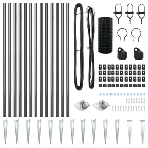 Euro Fence con 13 Pali a Spillo 1x25 m Acciaio Zincato Grigio